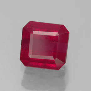 1.48캐럿 천연 핑크 레드 루비, 에메랄드 컷, 6.1×5.9 mm, SI