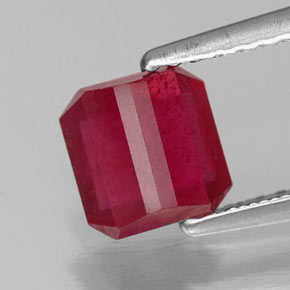 1.48캐럿 천연 핑크 레드 루비, 에메랄드 컷, 6.1×5.9 mm, SI