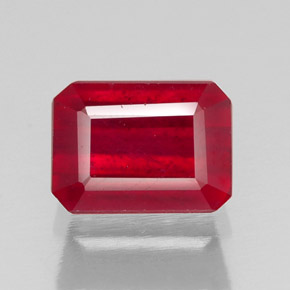 1.64캐럿 천연 핑크 레드 루비, 에메랄드 컷, 7.1×5.2 mm, SI