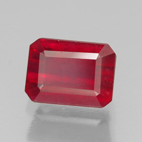 1.64캐럿 천연 핑크 레드 루비, 에메랄드 컷, 7.1×5.2 mm, SI