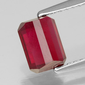 1.64캐럿 천연 핑크 레드 루비, 에메랄드 컷, 7.1×5.2 mm, SI