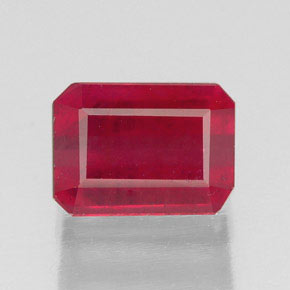 1.69캐럿 천연 핑크 레드 루비, 에메랄드 컷, 7.2×5.3 mm, SI