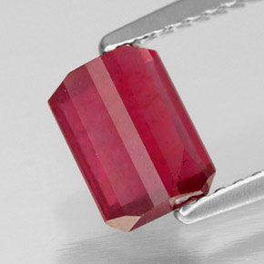 1.69캐럿 천연 핑크 레드 루비, 에메랄드 컷, 7.2×5.3 mm, SI