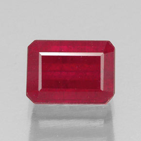 1.87캐럿 천연 핑크 레드 루비, 에메랄드 컷, 7.2×5.2 mm, SI