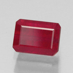 1.87캐럿 천연 핑크 레드 루비, 에메랄드 컷, 7.2×5.2 mm, SI