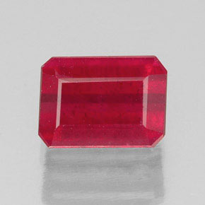 1.73캐럿 천연 레드 루비, 에메랄드 컷, 7.2×5.2 mm, SI