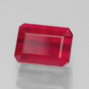 1.73캐럿 천연 레드 루비, 에메랄드 컷, 7.2×5.2 mm, SI
