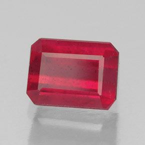 1.80캐럿 천연 핑크 레드 루비, 에메랄드 컷, 7.1×5.2 mm, SI