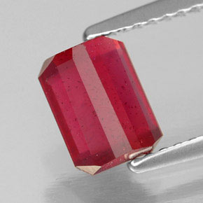 1.80캐럿 천연 핑크 레드 루비, 에메랄드 컷, 7.1×5.2 mm, SI