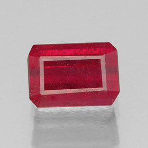 1.56캐럿 천연 핑크 레드 루비, 에메랄드 컷, 7×4.9 mm, SI