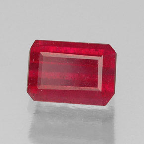 1.56캐럿 천연 핑크 레드 루비, 에메랄드 컷, 7×4.9 mm, SI
