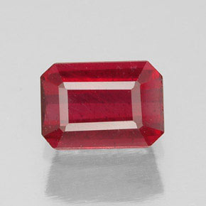 1.31캐럿 천연 핑크 레드 루비, 에메랄드 컷, 7×4.9 mm, SI