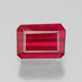 1.17캐럿 천연 핑크 레드 루비, 에메랄드 컷, 7×5 mm, SI