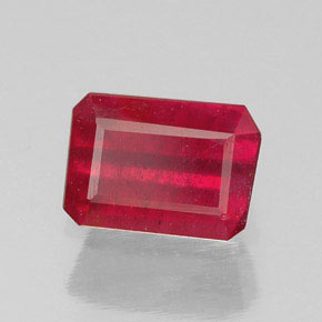 1.17캐럿 천연 핑크 레드 루비, 에메랄드 컷, 7×5 mm, SI