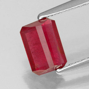 1.17캐럿 천연 핑크 레드 루비, 에메랄드 컷, 7×5 mm, SI