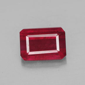 1.43캐럿 천연 레드 루비, 에메랄드 컷, 7.1×5 mm, SI