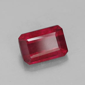 1.43캐럿 천연 레드 루비, 에메랄드 컷, 7.1×5 mm, SI
