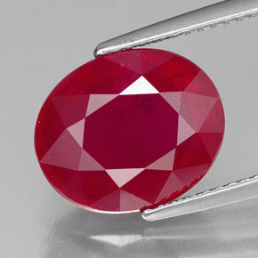 6.88캐럿 천연 핑크 레드 루비, 타원형 컷, 12.2×10.2 mm, SI