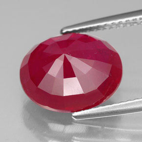 6.88캐럿 천연 핑크 레드 루비, 타원형 컷, 12.2×10.2 mm, SI