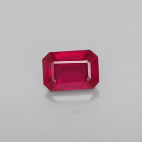 1.32캐럿 천연 핑크 레드 루비, 에메랄드 컷, 7.1×5 mm, SI