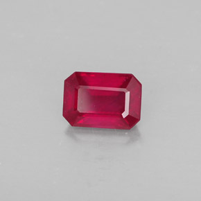 1.32캐럿 천연 핑크 레드 루비, 에메랄드 컷, 7.1×5 mm, SI
