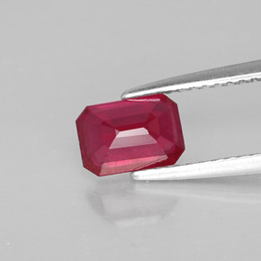 1.32캐럿 천연 핑크 레드 루비, 에메랄드 컷, 7.1×5 mm, SI