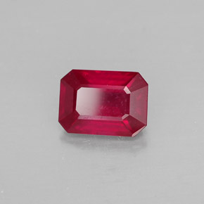 1.34캐럿 천연 핑크 레드 루비, 에메랄드 컷, 7.1×5.2 mm, SI