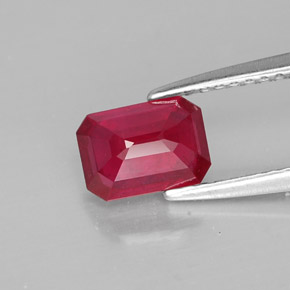 1.34캐럿 천연 핑크 레드 루비, 에메랄드 컷, 7.1×5.2 mm, SI