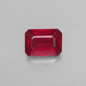 1.38캐럿 천연 핑크 레드 루비, 에메랄드 컷, 7×5.1 mm, SI