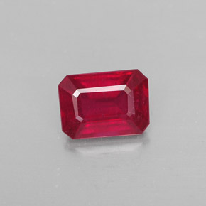 1.32캐럿 천연 핑크 레드 루비, 에메랄드 컷, 7.1×5.1 mm, SI
