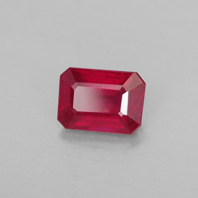 1.32캐럿 천연 핑크 레드 루비, 에메랄드 컷, 7.1×5.1 mm, SI