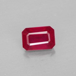 1.40캐럿 천연 핑크 레드 루비, 에메랄드 컷, 7×5 mm, SI