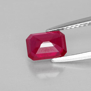 1.40캐럿 천연 핑크 레드 루비, 에메랄드 컷, 7×5 mm, SI