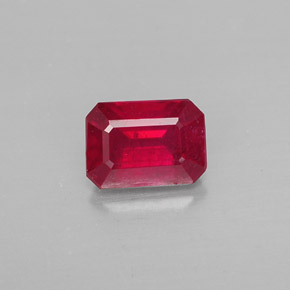 1.25캐럿 천연 핑크 레드 루비, 에메랄드 컷, 6.7×4.9 mm, SI