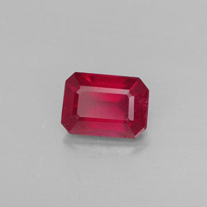 1.25캐럿 천연 핑크 레드 루비, 에메랄드 컷, 6.7×4.9 mm, SI