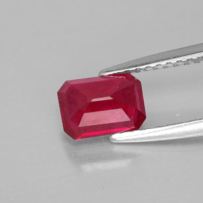 1.25캐럿 천연 핑크 레드 루비, 에메랄드 컷, 6.7×4.9 mm, SI