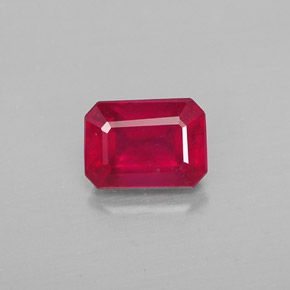1.38캐럿 천연 핑크 레드 루비, 에메랄드 컷, 6.8×5 mm, SI