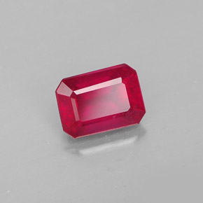 1.38캐럿 천연 핑크 레드 루비, 에메랄드 컷, 6.8×5 mm, SI