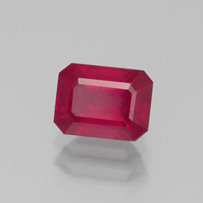 1.44캐럿 천연 핑크 레드 루비, 에메랄드 컷, 6.9×5.2 mm, SI