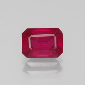 1.38캐럿 천연 핑크 레드 루비, 에메랄드 컷, 7×5.1 mm, VS-SI