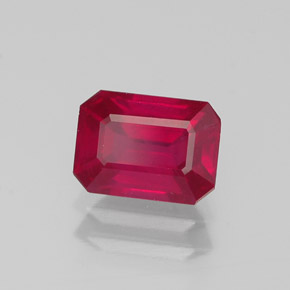 1.38캐럿 천연 핑크 레드 루비, 에메랄드 컷, 7×5.1 mm, VS-SI