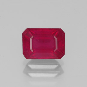 1.56캐럿 천연 핑크 레드 루비, 에메랄드 컷, 7.2×5.2 mm, SI