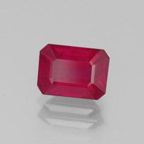 1.56캐럿 천연 핑크 레드 루비, 에메랄드 컷, 7.2×5.2 mm, SI