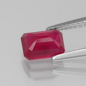 1.56캐럿 천연 핑크 레드 루비, 에메랄드 컷, 7.2×5.2 mm, SI