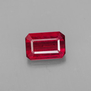 1.18캐럿 천연 레드 루비, 에메랄드 컷, 7.1×4.8 mm, SI