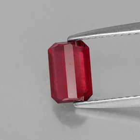 1.18캐럿 천연 레드 루비, 에메랄드 컷, 7.1×4.8 mm, SI