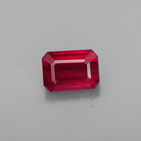 1.57캐럿 천연 레드 루비, 에메랄드 컷, 7.1×5.1 mm, SI