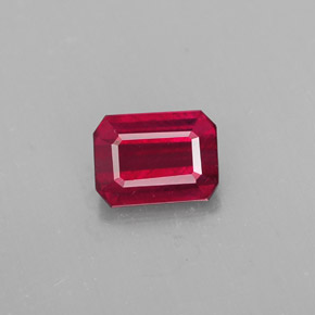 1.33캐럿 천연 핑크 레드 루비, 에메랄드 컷, 6.9×5.1 mm, SI