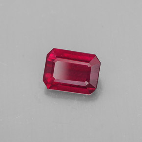 1.33캐럿 천연 핑크 레드 루비, 에메랄드 컷, 6.9×5.1 mm, SI
