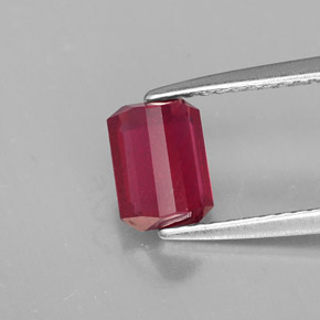 1.33캐럿 천연 핑크 레드 루비, 에메랄드 컷, 6.9×5.1 mm, SI